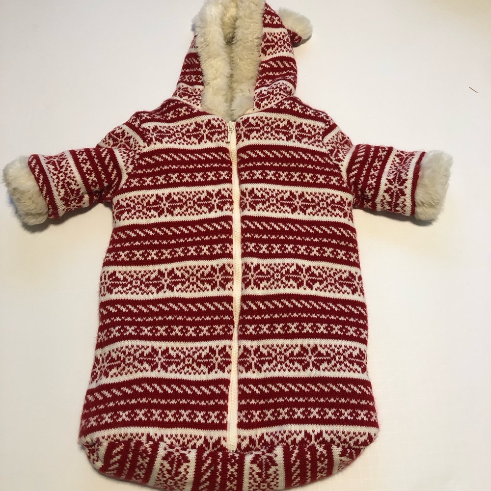 Restoration Hardware Baby & Child Fair Isle Faux Fur Lined Bunting Size 6 Months